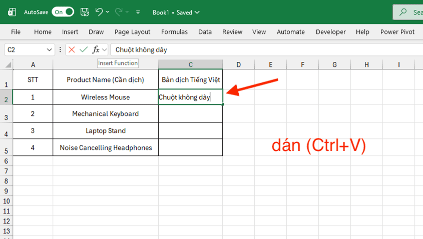 Cách dịch trong Excel bằng công cụ Microsoft Translator
