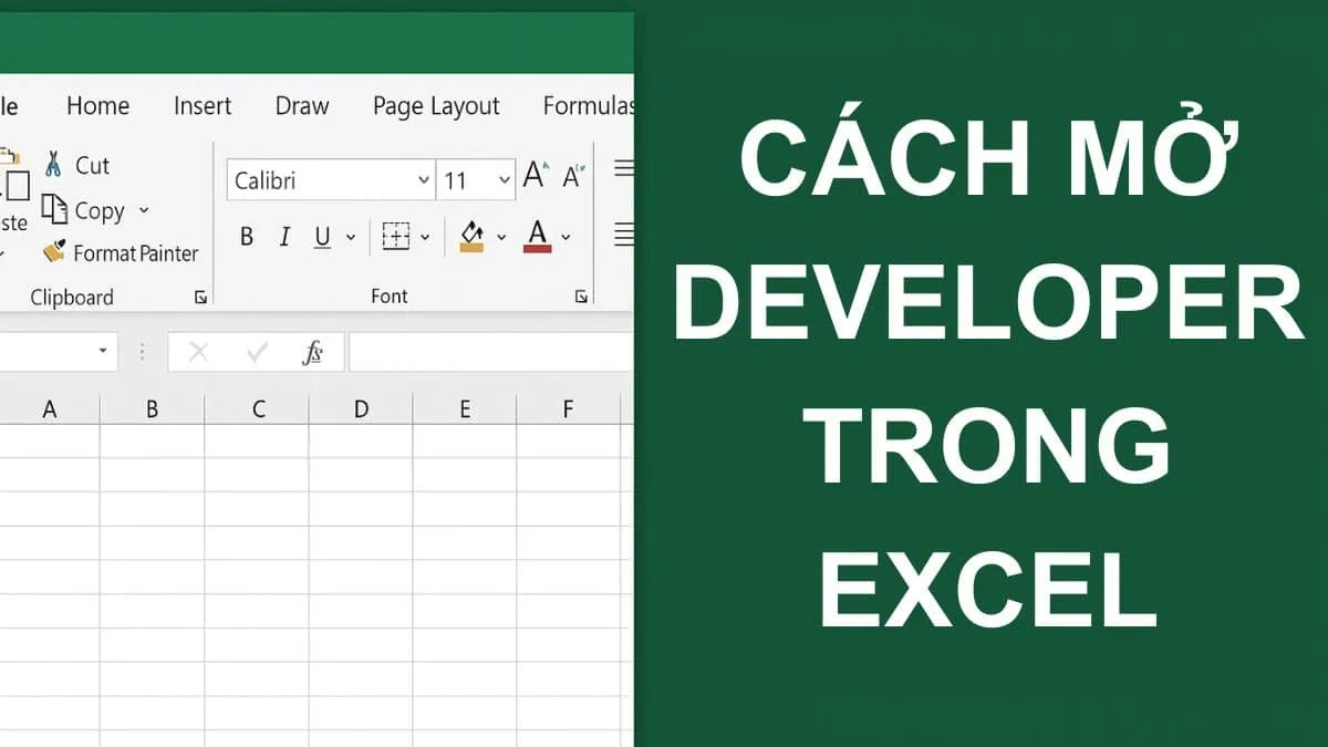 Cách bật thẻ Developer trong Excel