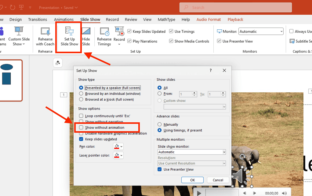 Tắt nhanh tất cả âm thanh khi đang trình chiếu mà không phải xóa từng tệp