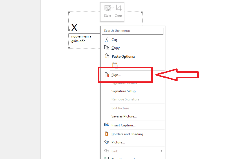 Cách ký số trên file Word bằng Signature Line