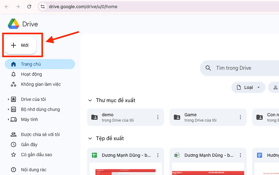 Tạo trực tiếp tệp Excel mới trên Google Drive