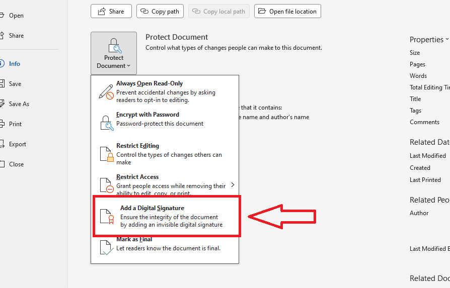 Cách ký chữ ký số trên file Word dạng ẩn (Invisible Digital Signature)