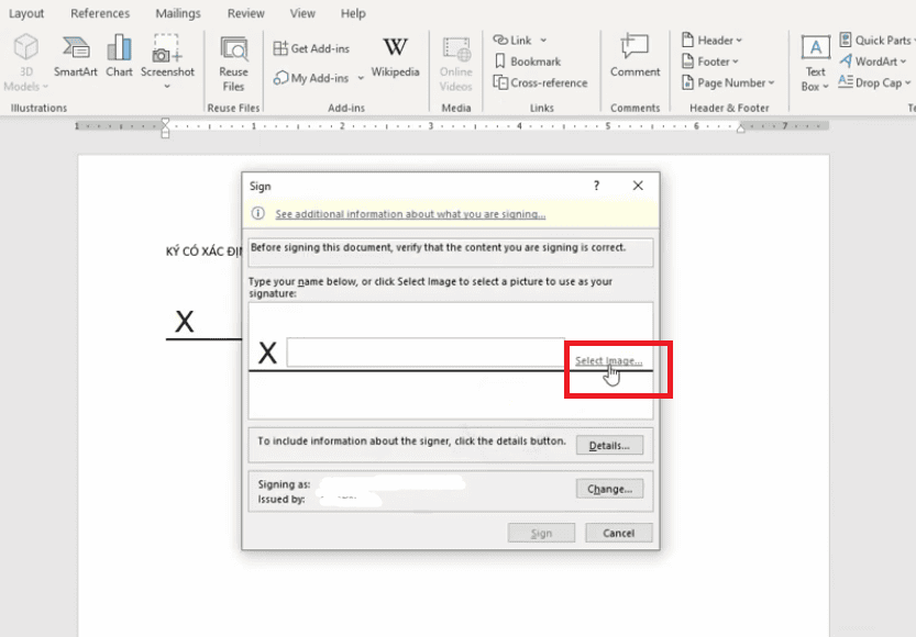Cách ký số trên file Word bằng Signature Line