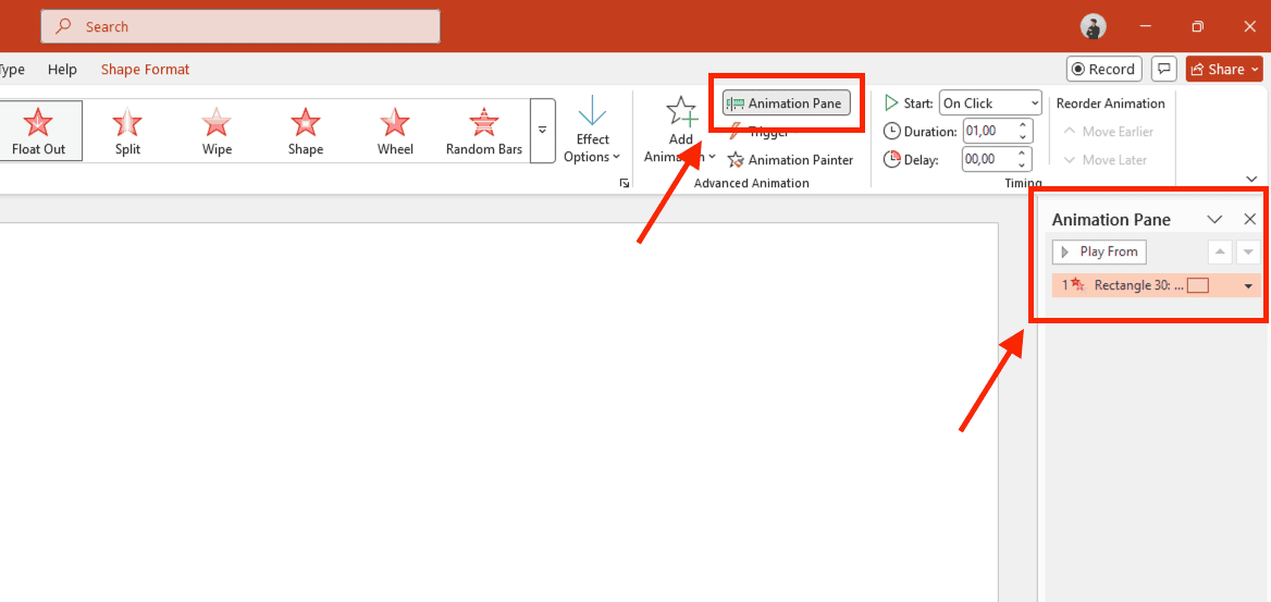 Cách kích hoạt và giao diện của Animation Pane