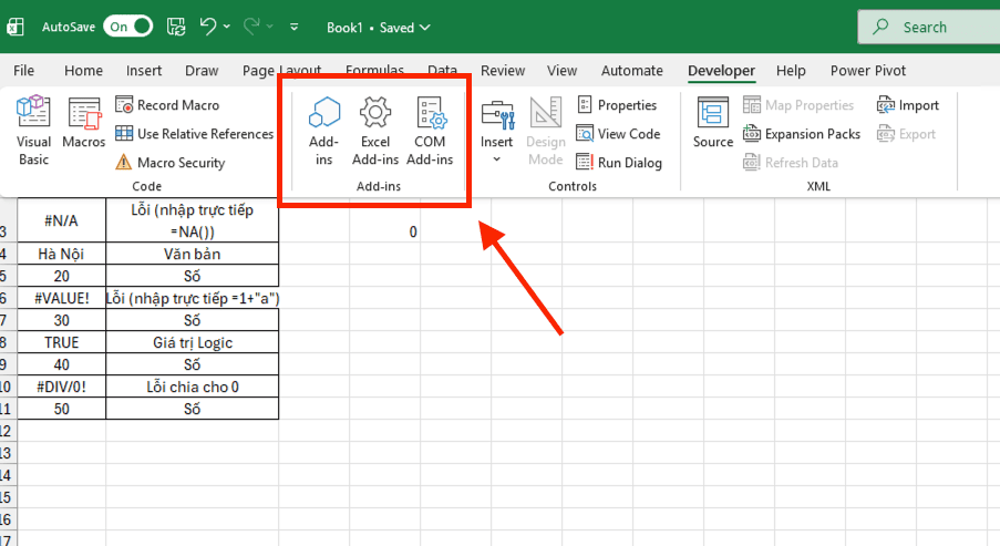 Nhóm Add-ins (Phần bổ trợ) – Mở rộng giới hạn tính năng