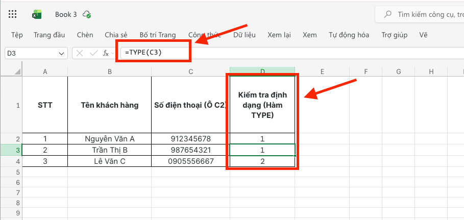 Phân loại và tìm định dạng chuẩn trong ô