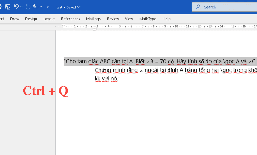 Xóa tab trong Word thông qua lệnh Reset Paragraph