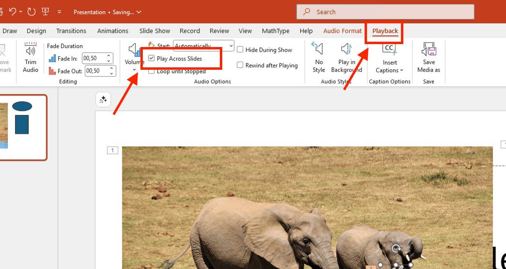 Play Across Slides (Phát nhạc xuyên suốt các trang chiếu)