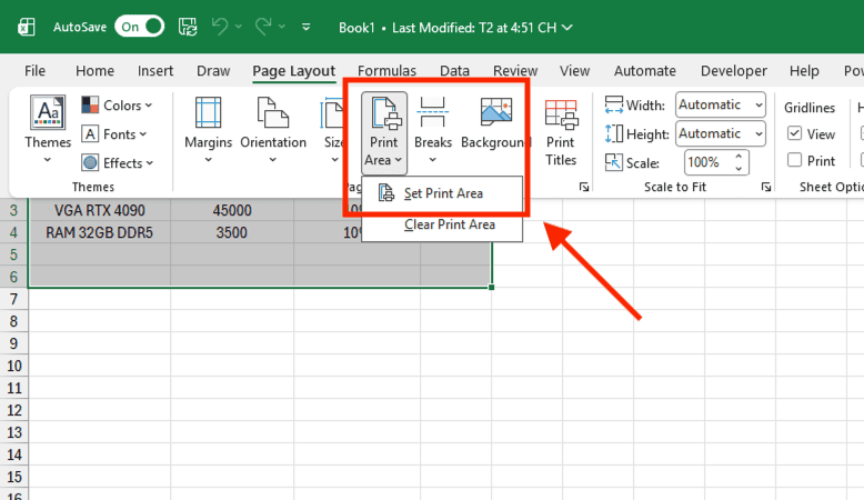 Cách in A5 trên giấy A4 trong Microsoft Excel