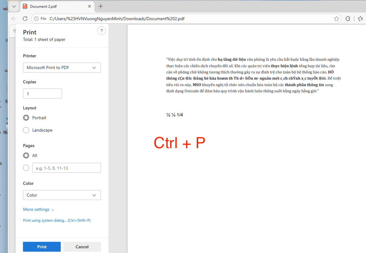 Cách in A5 trên giấy A4 đối với tệp tin PDF
