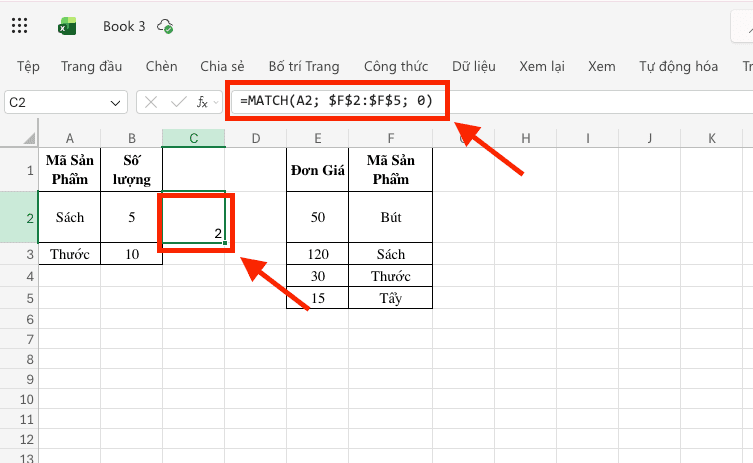 Cách tính đơn giá trong Excel bằng tổ hợp hàm INDEX và MATCH