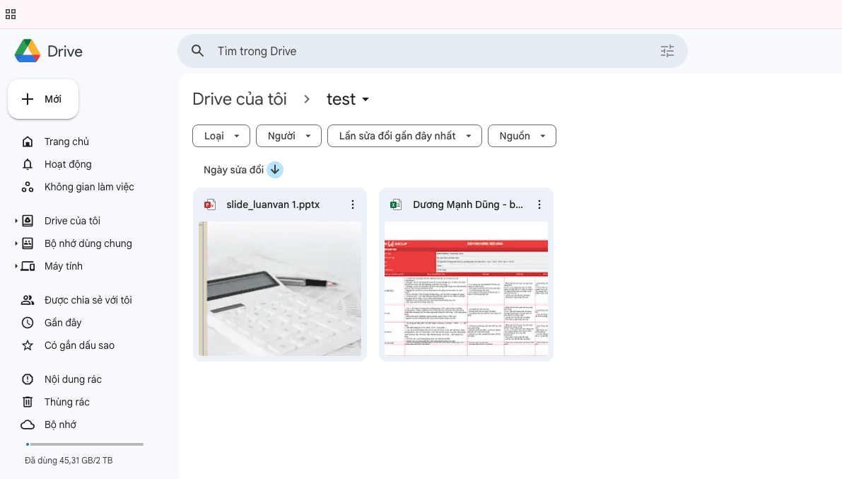 Kéo thả file trực tiếp vào trình duyệt