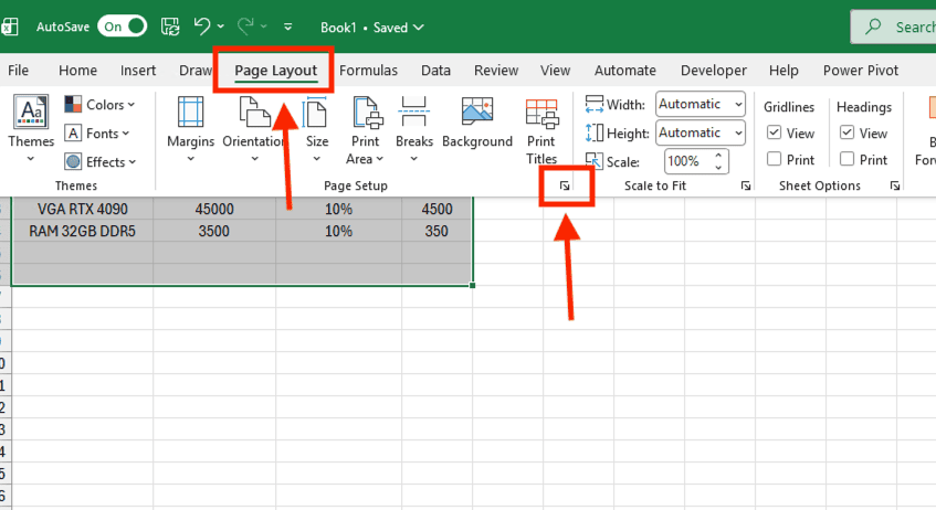 Cách in A5 trên giấy A4 trong Microsoft Excel