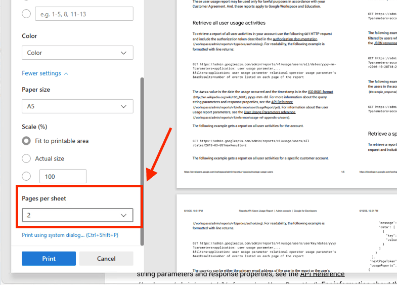 Cách in A5 trên giấy A4 đối với tệp tin PDF