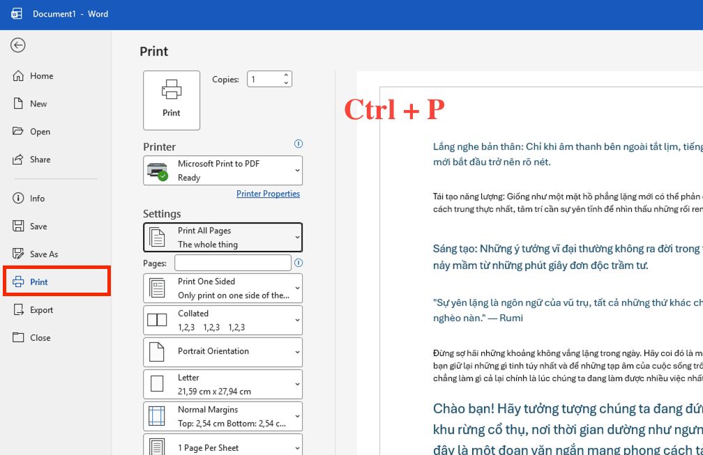 Cách in Current page chuẩn xác trong Microsoft Word