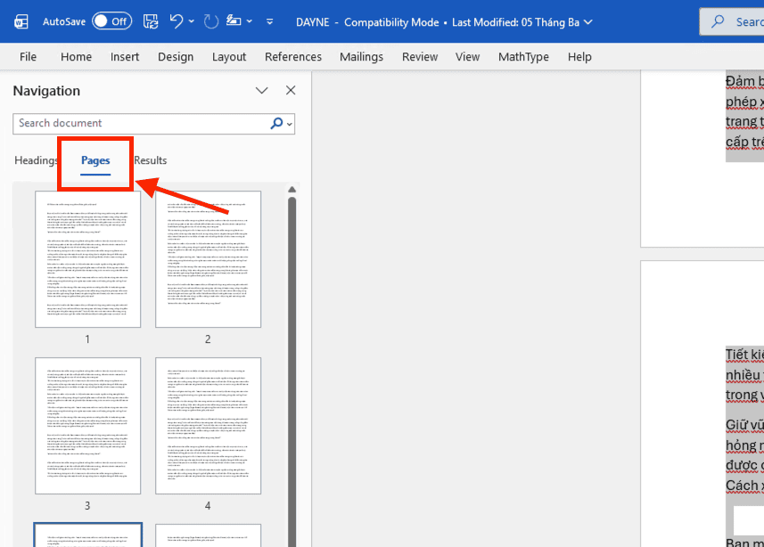 Cách xóa trang Word trực quan bằng giao diện Navigation Pane