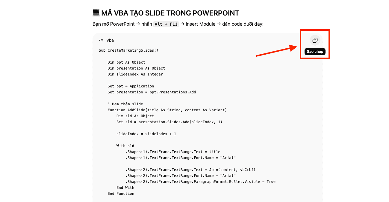 Cách dùng ChatGPT làm PowerPoint qua mã VBA