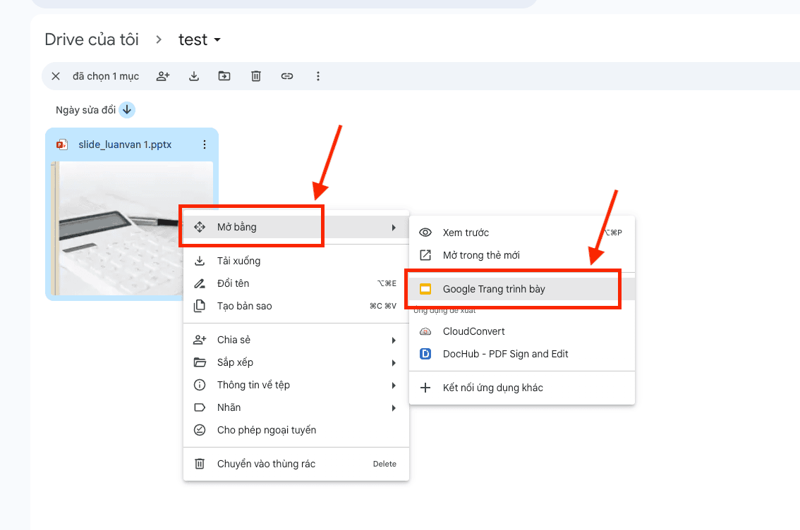 Sử dụng hệ sinh thái Google Drive (Google Slides)