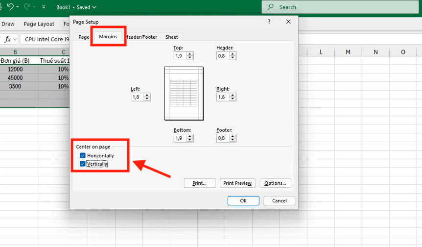 Cách in A5 trên giấy A4 trong Microsoft Excel
