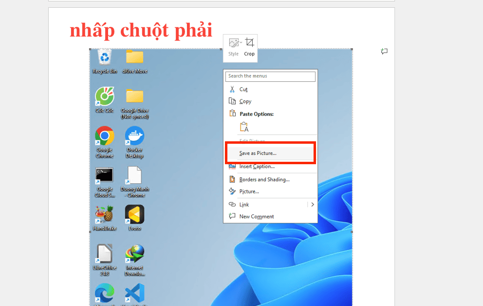 Cách lấy ảnh trong Word thủ công bằng lệnh "Save as Picture"