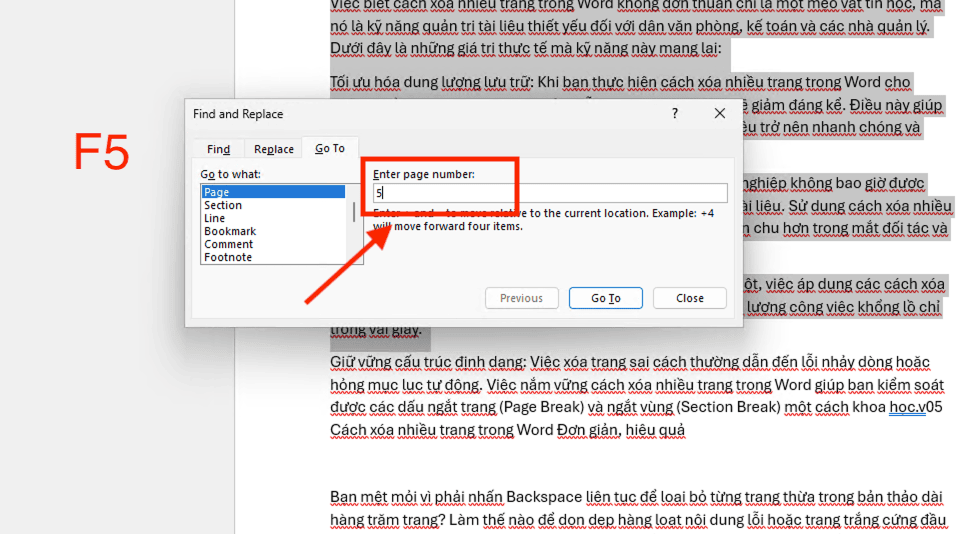 Cách xóa nhiều trang trong Word bằng công cụ "Go To"