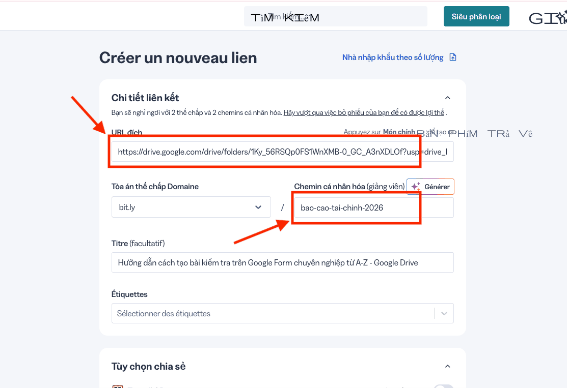 Cách đổi tên đường link Google Drive bằng Bitly