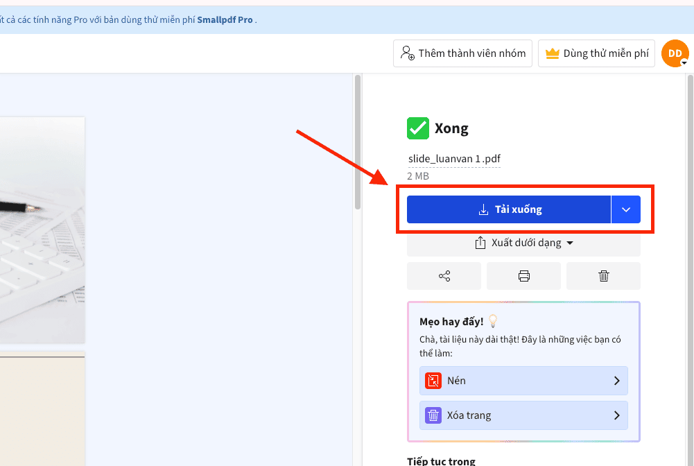 Sử dụng các website chuyên dụng (SmallPDF, ILovePDF)