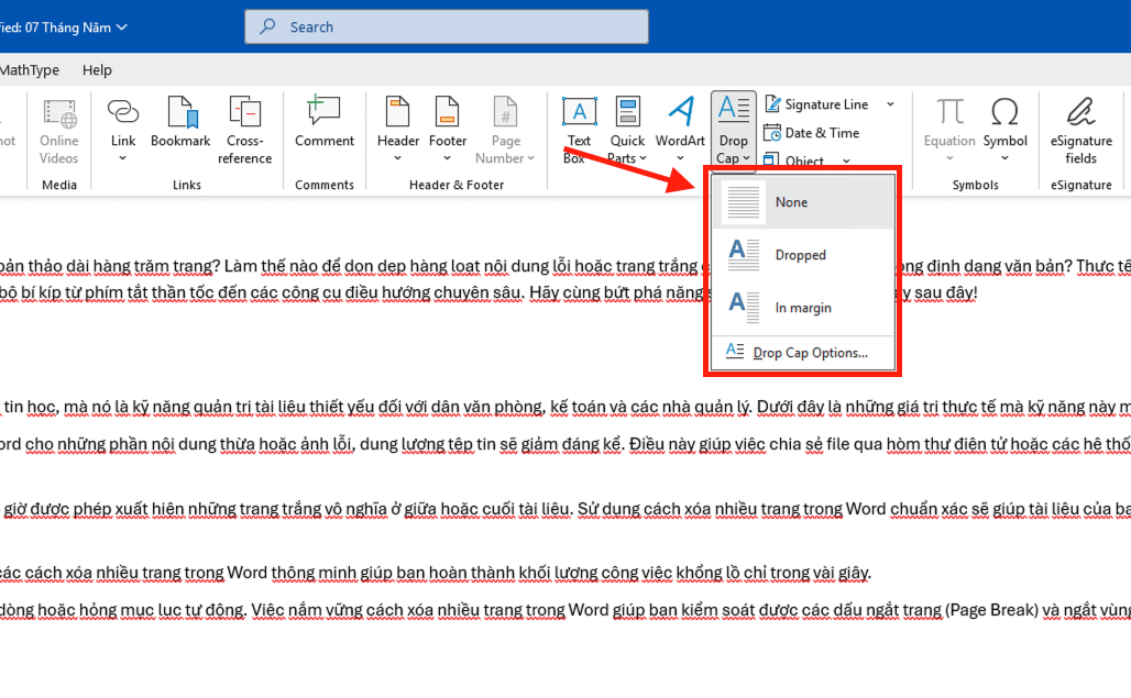 Tạo Drop Cap trong Word