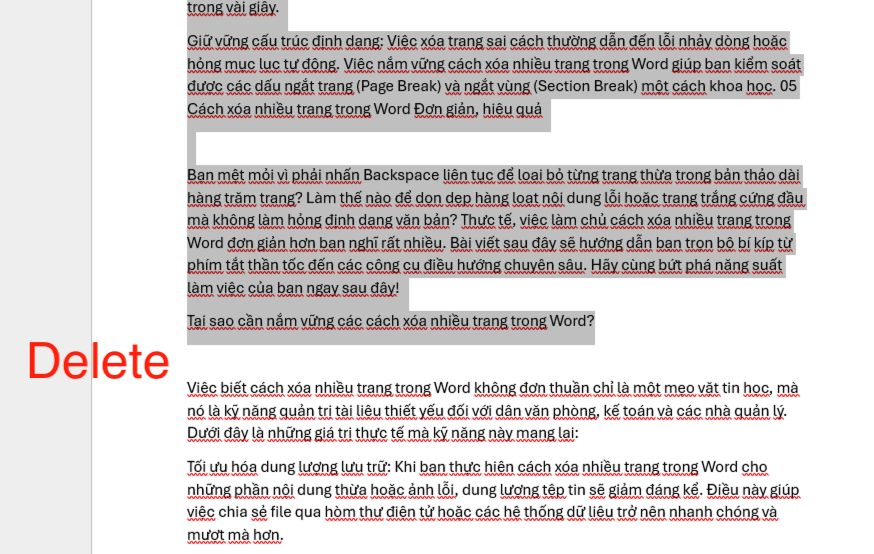 Cách xóa nhiều trang trong Word bằng công cụ "Go To"