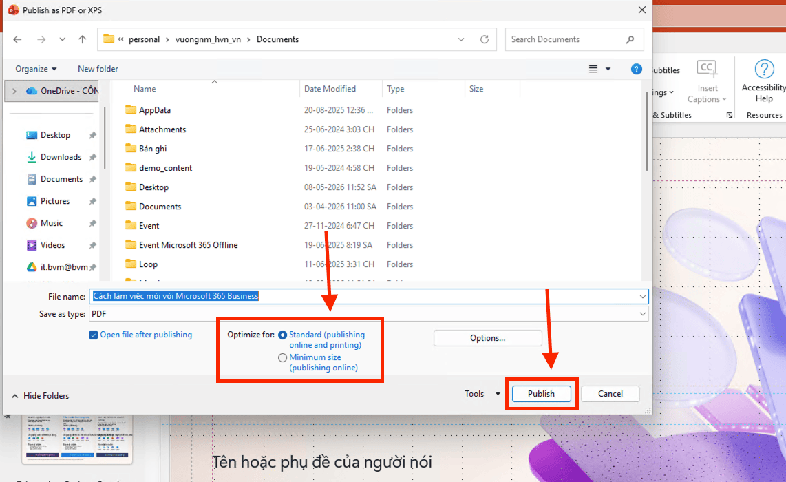 Sử dụng tính năng Export (Xuất file)