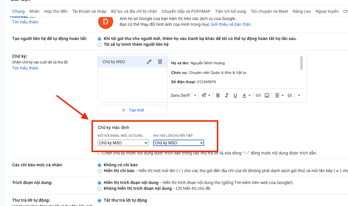 Cách tạo chữ ký trên Gmail trên máy tính