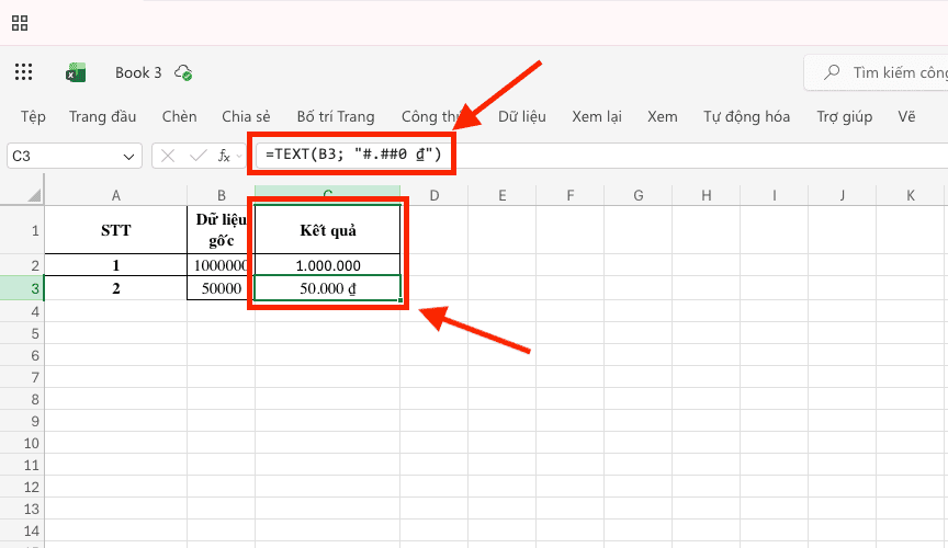 Sử dụng hàm TEXT trong Excel để định dạng số và tiền tệ