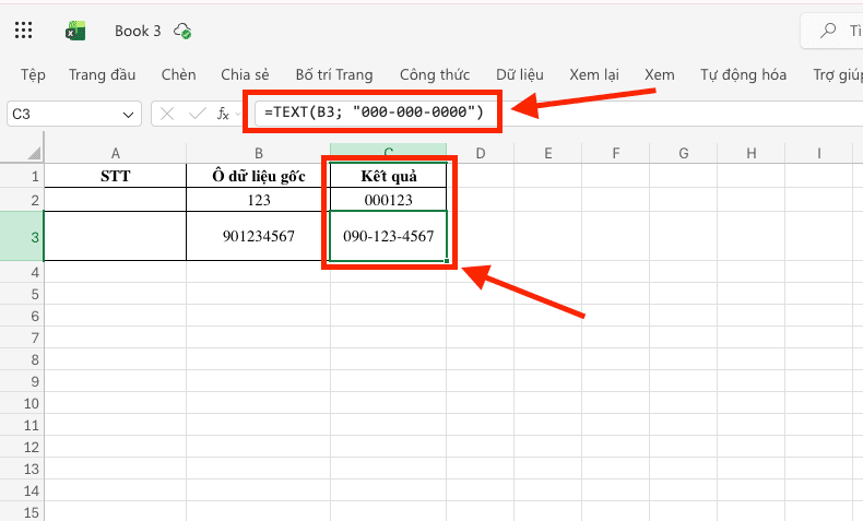 Cách sử dụng hàm TEXT trong Excel để giữ số 0 ở đầu