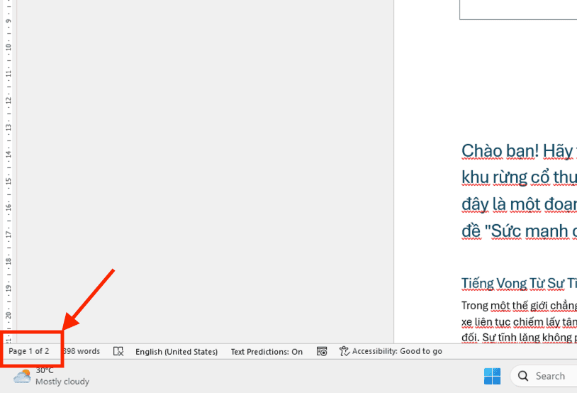 Quan sát thanh trạng thái (Status Bar) ở góc dưới màn hình