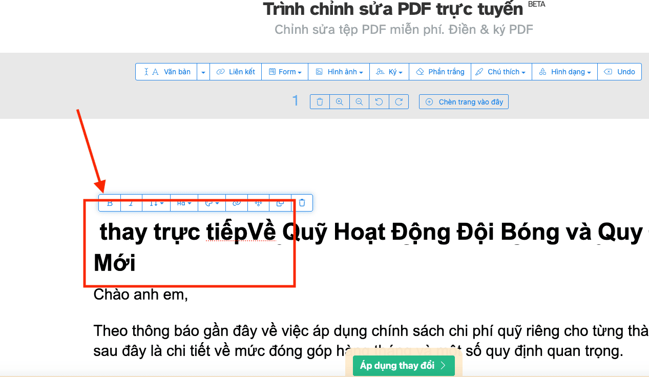 Sejda – Xóa sửa trực tiếp vào văn bản (Direct Edit)