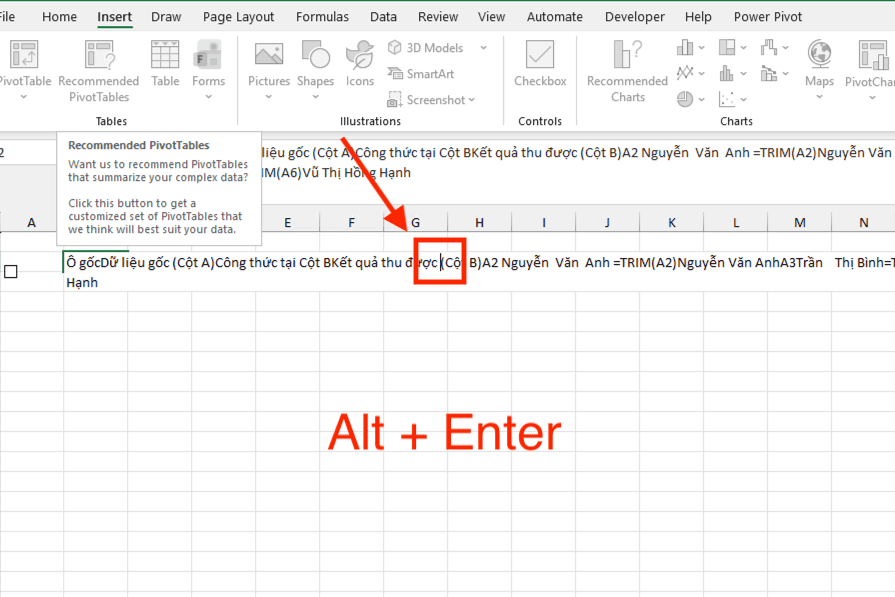 Sử dụng tổ hợp phím tắt Alt + Enter (Thủ công)