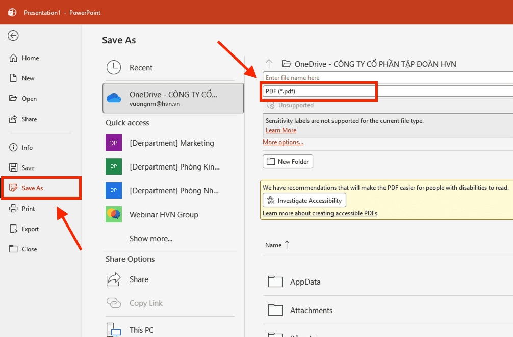 Cách xuất file và lưu ý cách in card visit từ PowerPoint không bị mờ nhòe