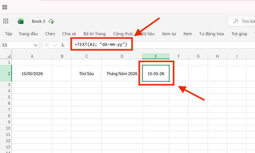 Sử dụng hàm TEXT trong Excel để định dạng ngày tháng