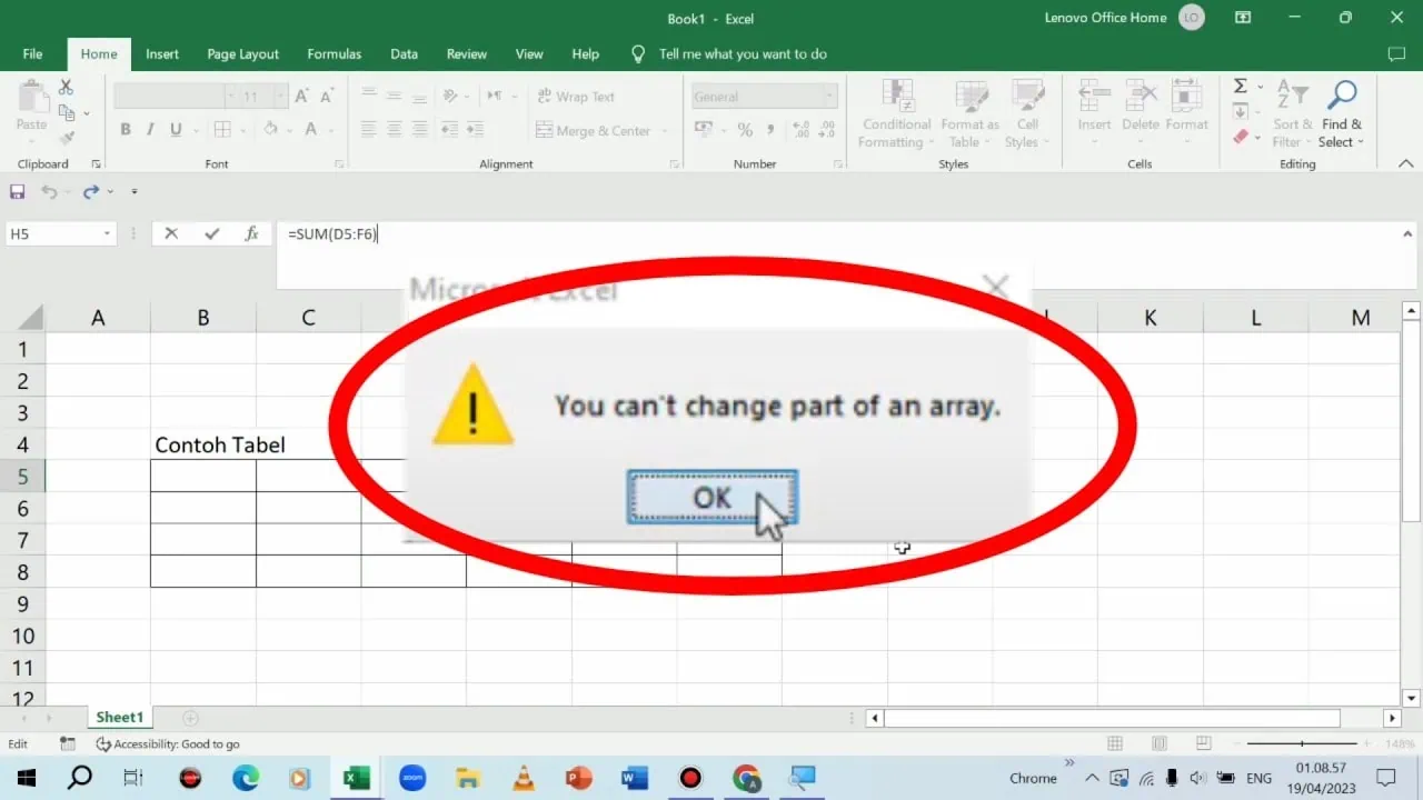 You can't change part of an array là lỗi gì?
