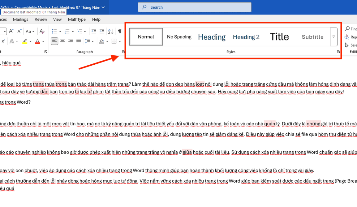 Áp dụng Styles trong Word cực nhanh trên thanh Ribbon