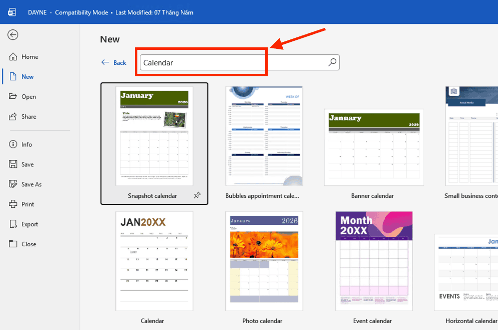 Cách làm lịch để bàn bằng Word với Template có sẵn