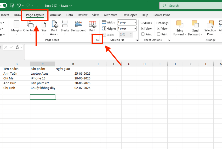 Căn lề trong Excel để in ấn chuyên nghiệp qua hộp thoại Page Setup
