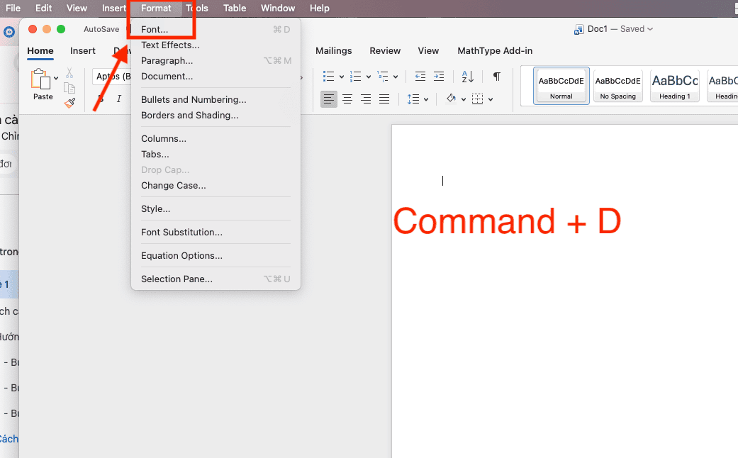 Cách cài đặt font chữ mặc định trong Word trên máy tính Macbook