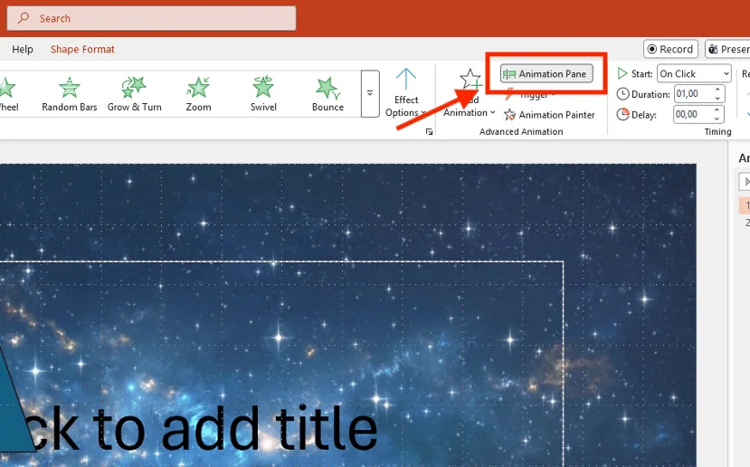 Quản lý và xóa hiệu ứng bằng công cụ Animation Pane