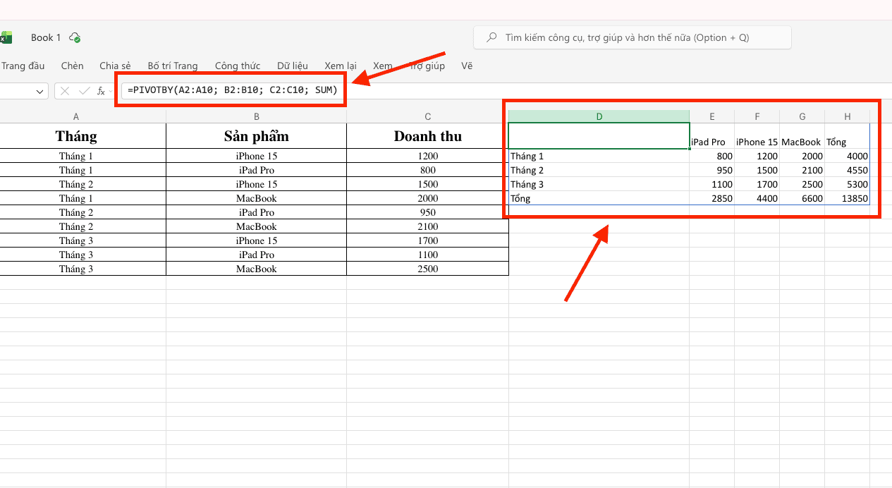 Cách sử dụng Hàm PIVOTBY trong Excel để lập báo cáo cực nhanh