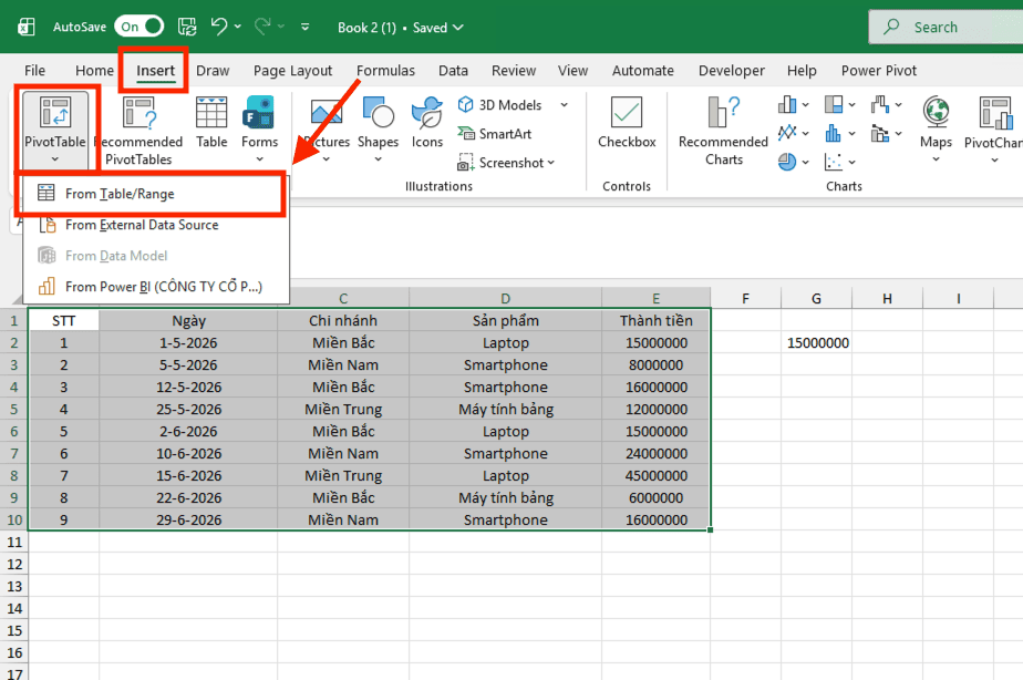 Cách làm báo cáo doanh thu bằng Excel