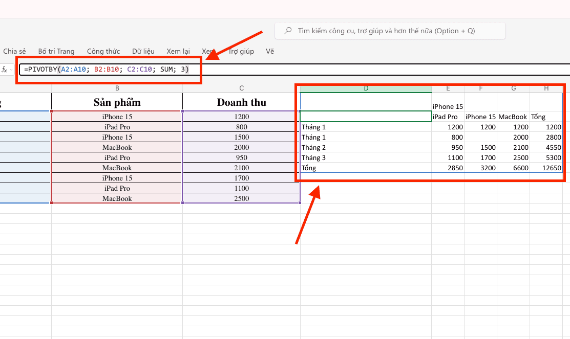 Cách sử dụng Hàm PIVOTBY trong Excel để lập báo cáo cực nhanh