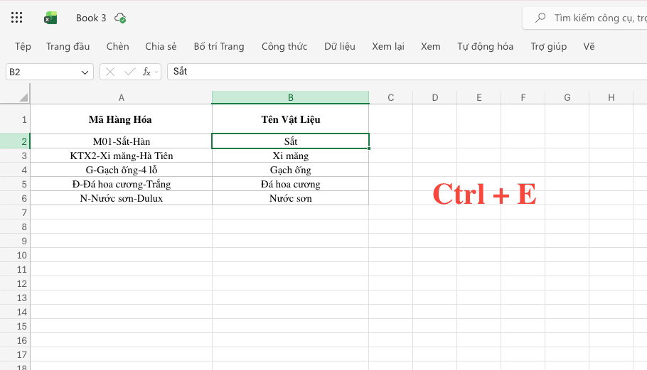 Cách tách chữ trong Excel siêu tốc bằng tính năng Flash Fill