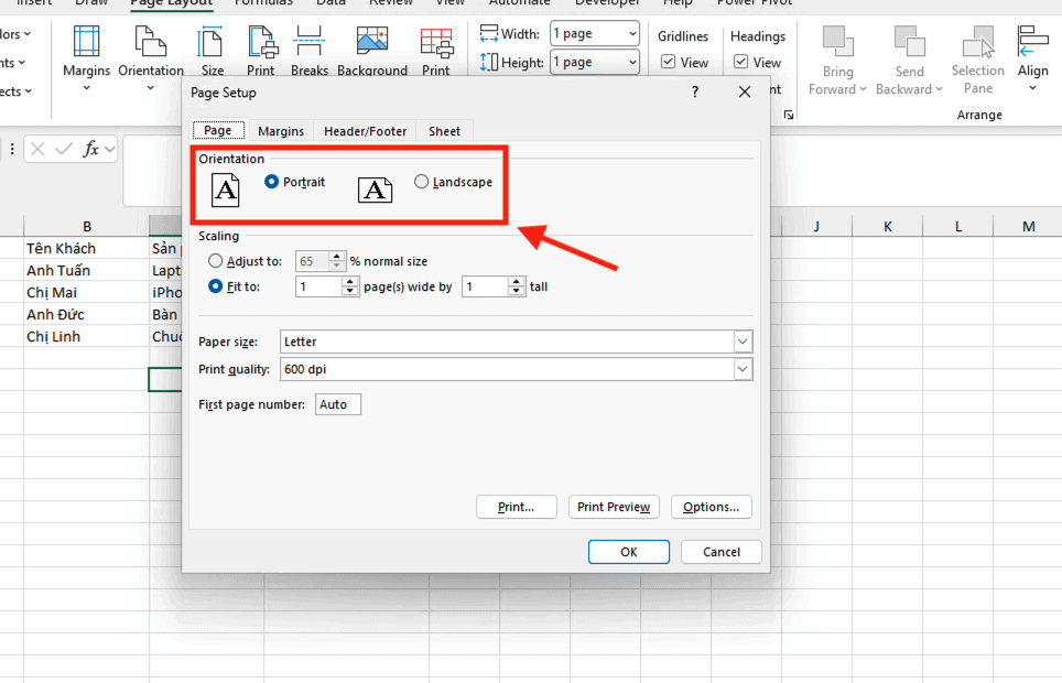 Căn lề trong Excel để in ấn chuyên nghiệp qua hộp thoại Page Setup