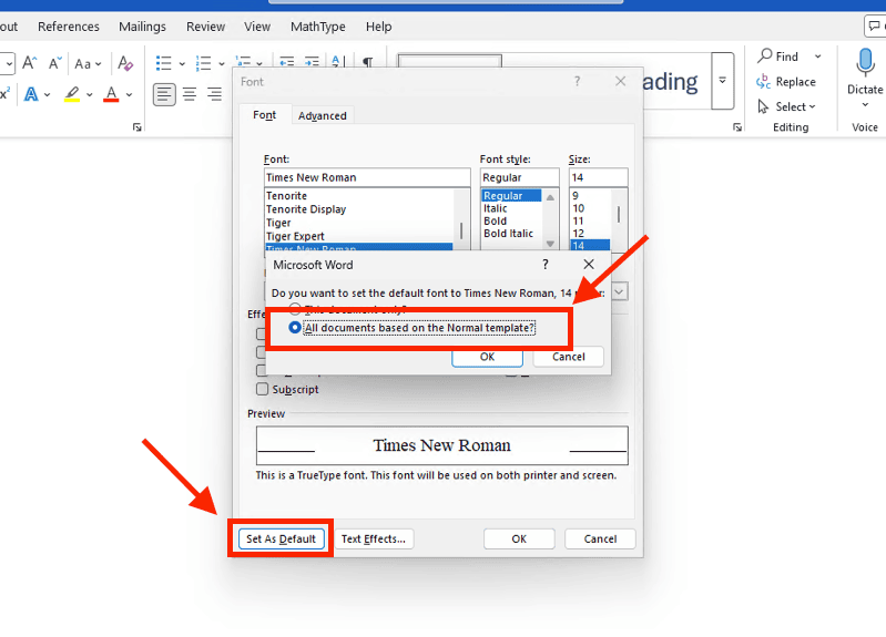 Cách cài đặt font chữ mặc định trong Word trên Windows